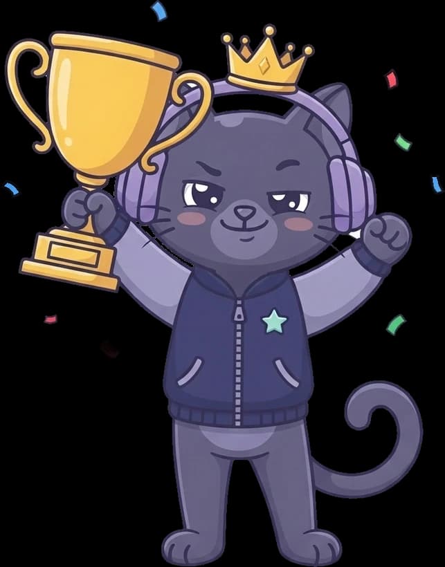 Kimuii proudly holding a golden trophy with a crown on