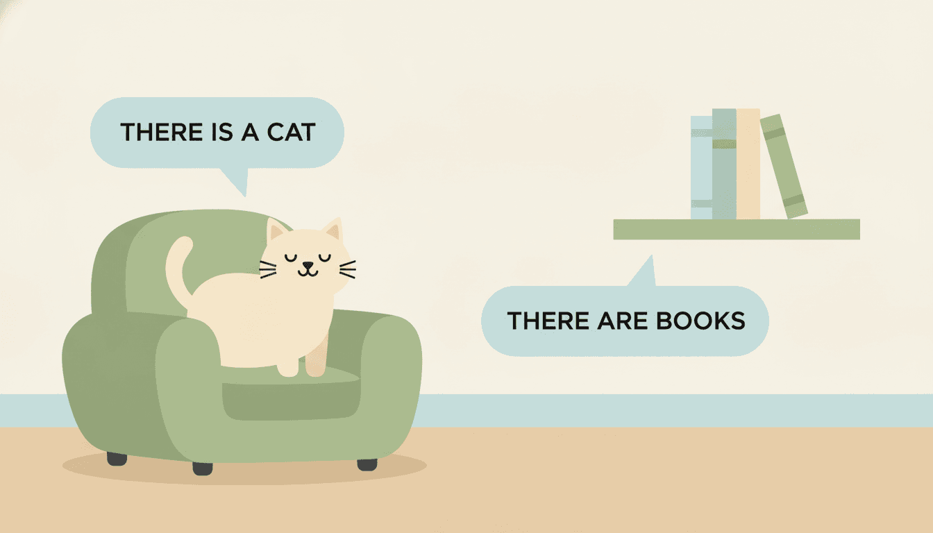 Illustration showing there is a cat and there are books