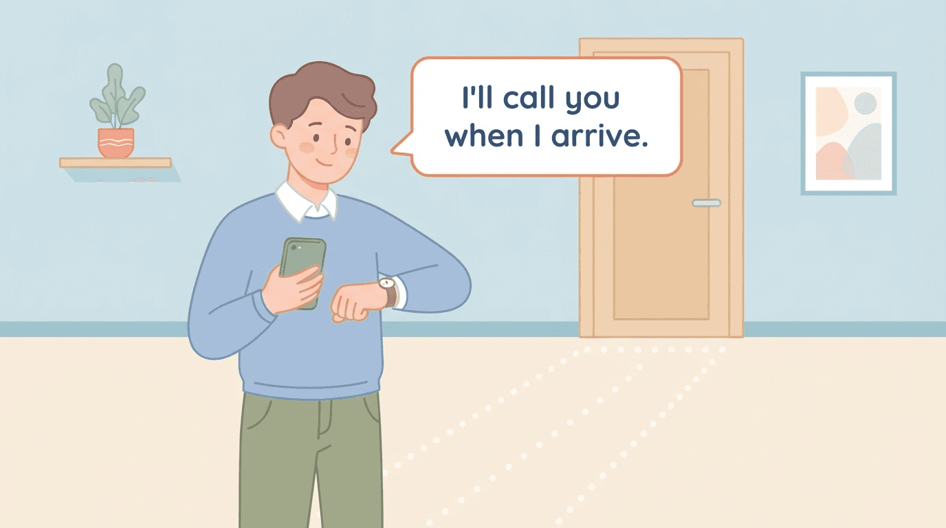 Illustration of a character checking the time before making a future plan