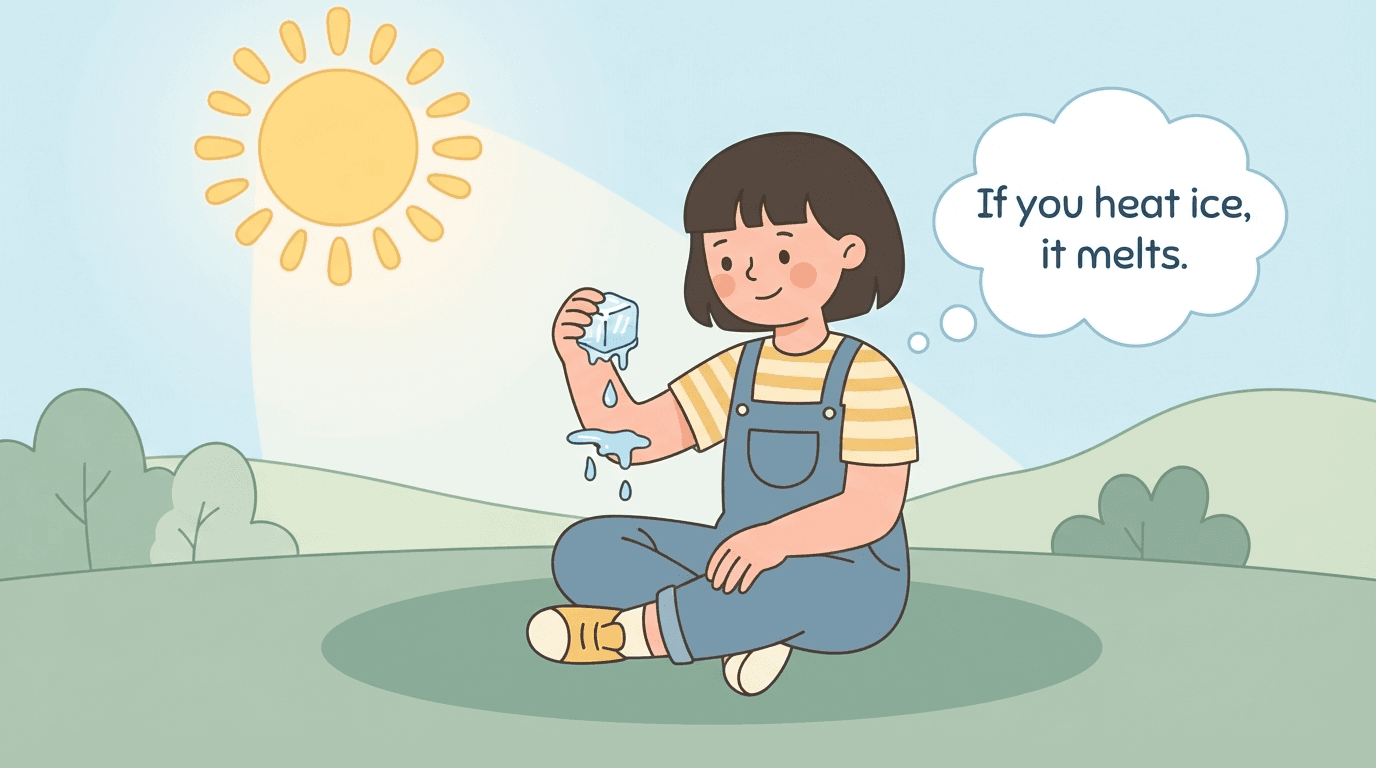 Illustration of ice melting in the sun, representing a zero conditional general truth